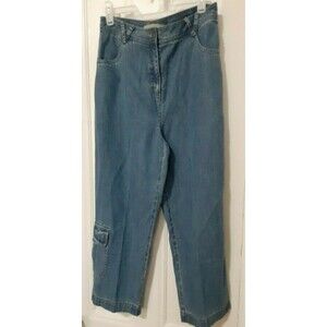 J. Jill Wide Leg Cropped Jeans Size 14 34 Waist Medium Wash